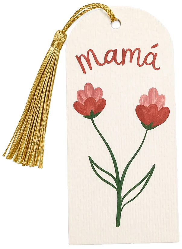 Separador con flores y borla dorada